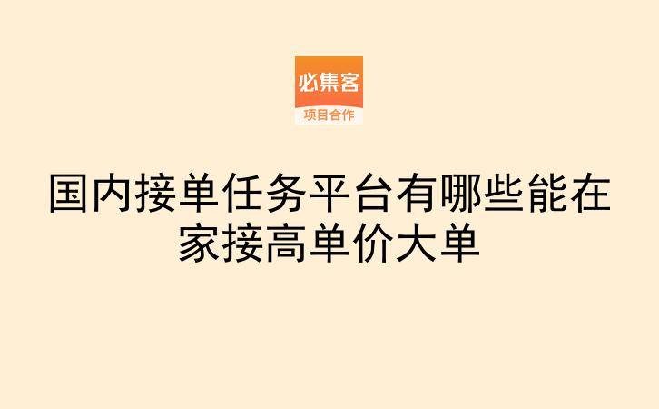 国内接单任务平台有哪些能在家接高单价大单