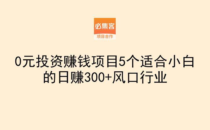 0元投资赚钱项目5个适合小白的日赚300+风口行业