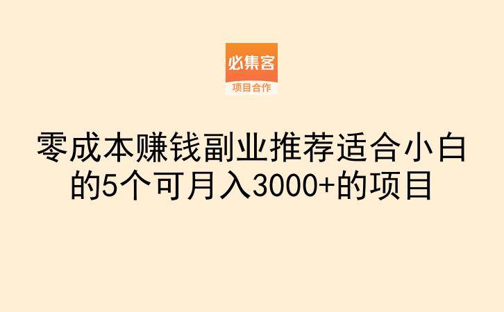 零成本赚钱副业推荐适合小白的5个可月入3000+的项目