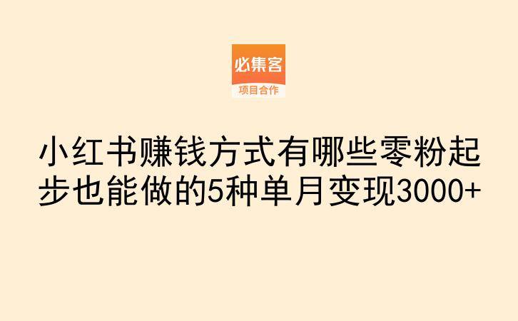 小红书赚钱方式有哪些零粉起步也能做的5种单月变现3000+