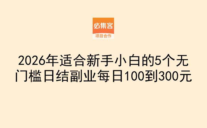 2026年适合新手小白的5个无门槛日结副业每日100到300元