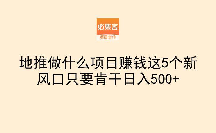 地推做什么项目赚钱这5个新风口只要肯干日入500+