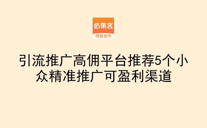 引流推广高佣平台推荐5个小众精准推广可盈利渠道